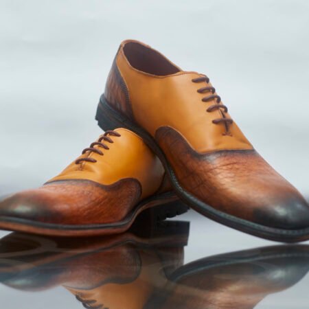 Leather and Croc Oxford Shoe [Towny Brown]