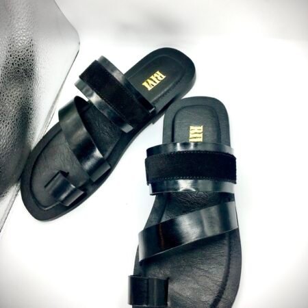 V-Strap Suede-Strip Slippers