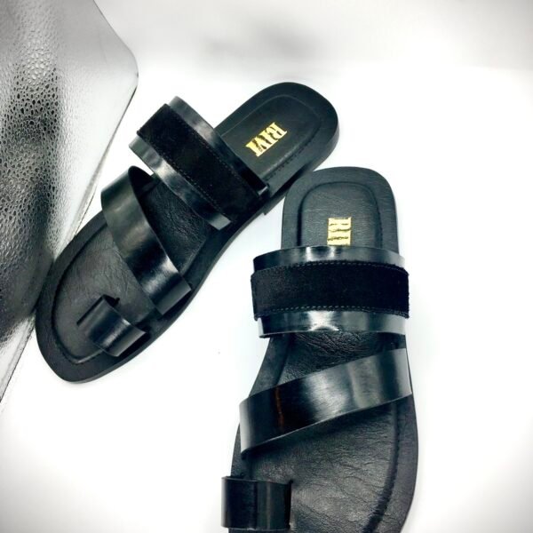 V-Strap Suede-Strip Slippers