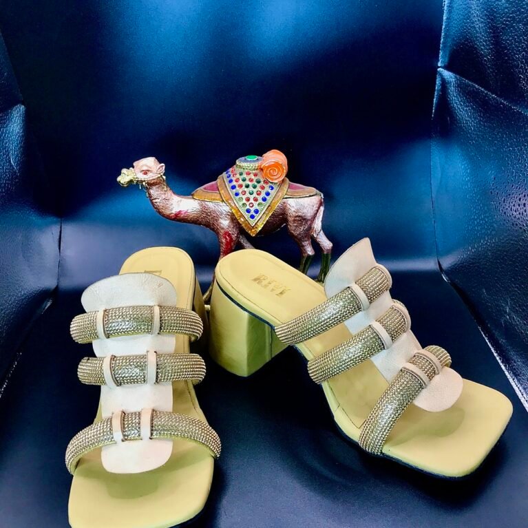 Rhinestone Block Heel Slippers